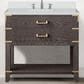 Lexora Home Norwalk 36" Single Bathroom Vanity in Brown Oak with White Quartz Top and Rectangular Sink, , large