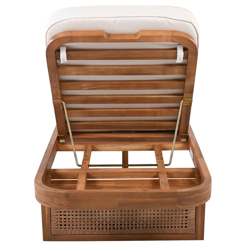 Hearth and Haven 2-piece Outdoor Chaise Lounge Set with Slat Side Table in Cream, , large
