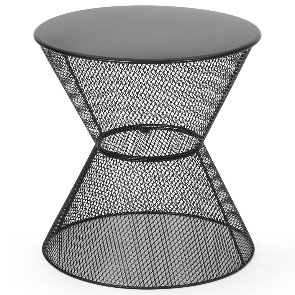 Hearth and Haven Nevada Round Patio Side Table in Matte Black, , large