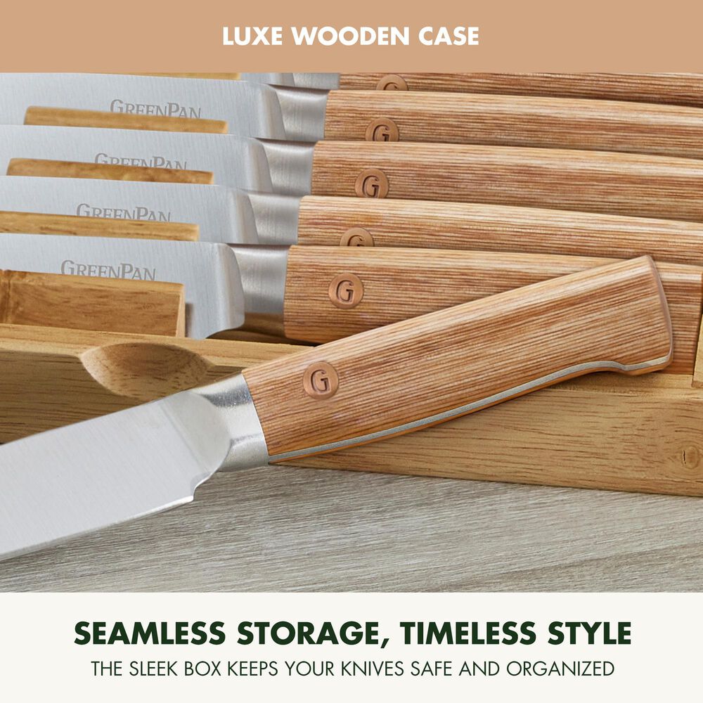 Green Pan Elite Cutlery 8-Piece Steak Knife Set in Light Pakka, , large
