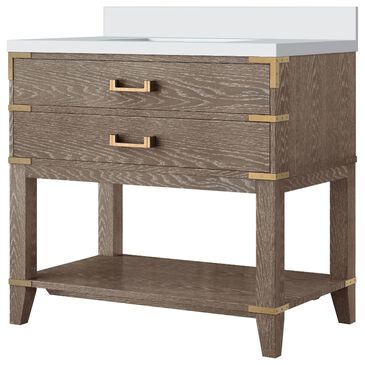 Lexora Home Norwalk 36" Single Bathroom Vanity in Grey Oak with White Cultured Marble Top and Rectangular Sink, , large