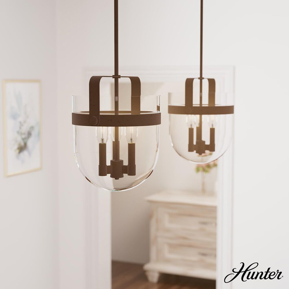Hunter Karloff 12&quot; 3-Light Pendant in Textured Rust, , large
