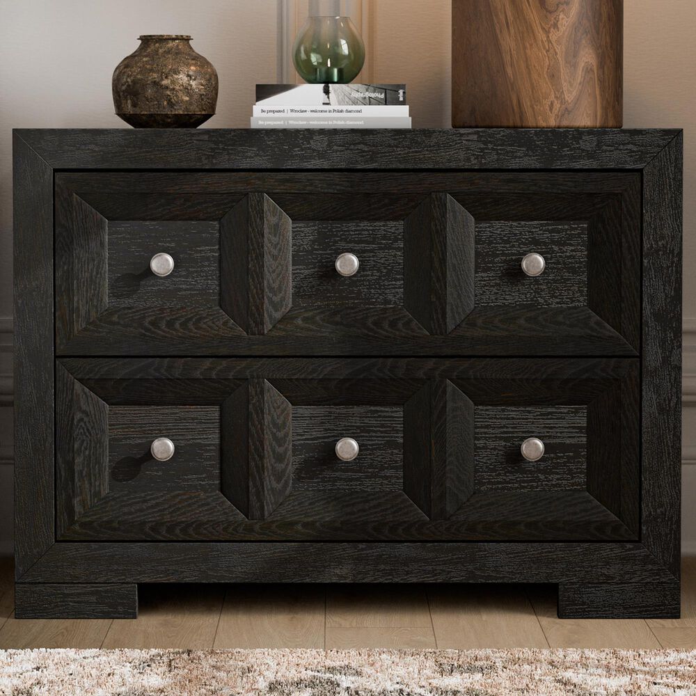 Furniture of America Hatton 2-Drawer Nightstand in Weathered Black, , large