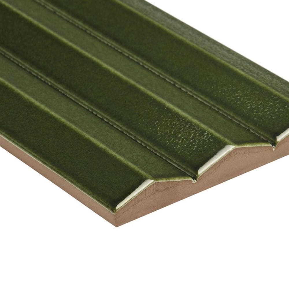 Soho Studio Accordion Verde Green 5" x 16" Porcelain Tile, , large