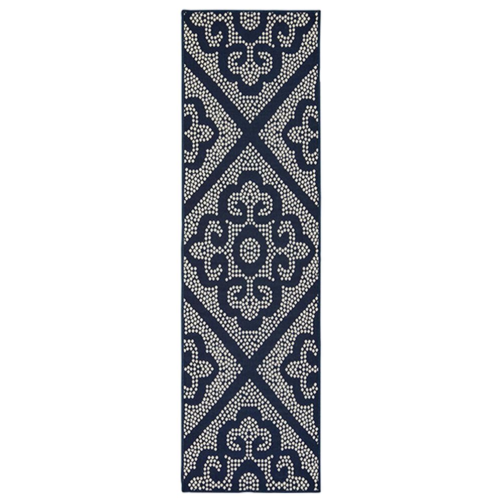 Oriental Weavers Marina 3804B 2"3" x 7"6" Navy and Ivory Area Rug, , large