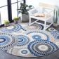 Safavieh Cabana CBN382G 6"7" Round Grey and Blue Indoor/Outdoor Area Performance Rug, , large
