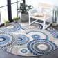 Safavieh Cabana CBN382G 6"7" Round Grey and Blue Indoor/Outdoor Area Performance Rug, , large