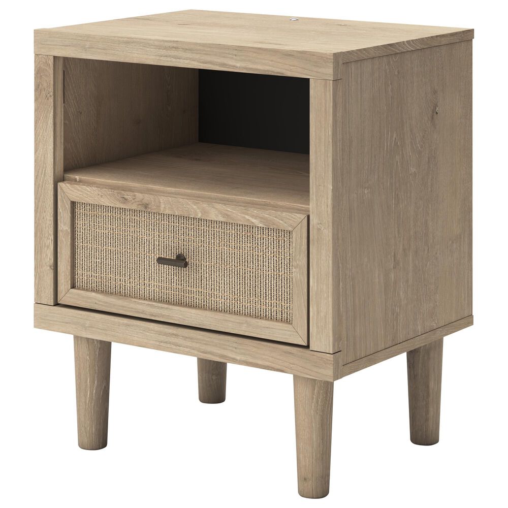 Ashley Cielden Full Upholstered Bed and Nightstand in Tan, , large