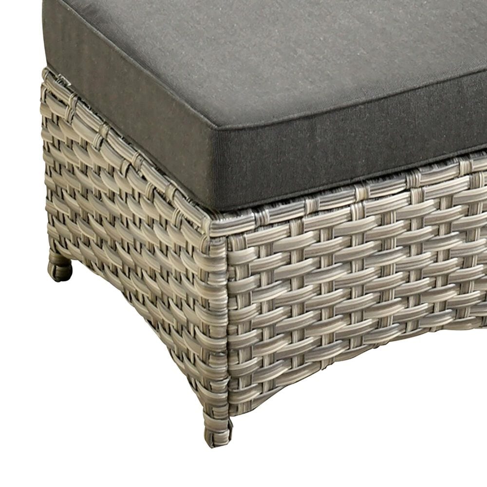 HOMLUX 2-Piece Outdoor Wicker Ottoman Set with Cushion in Black, , large