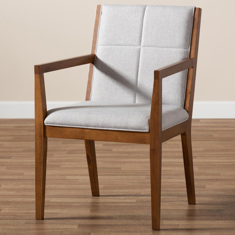 Baxton Studio Theresa Accent Chair in Greyish Beige/Walnut Brown, , large