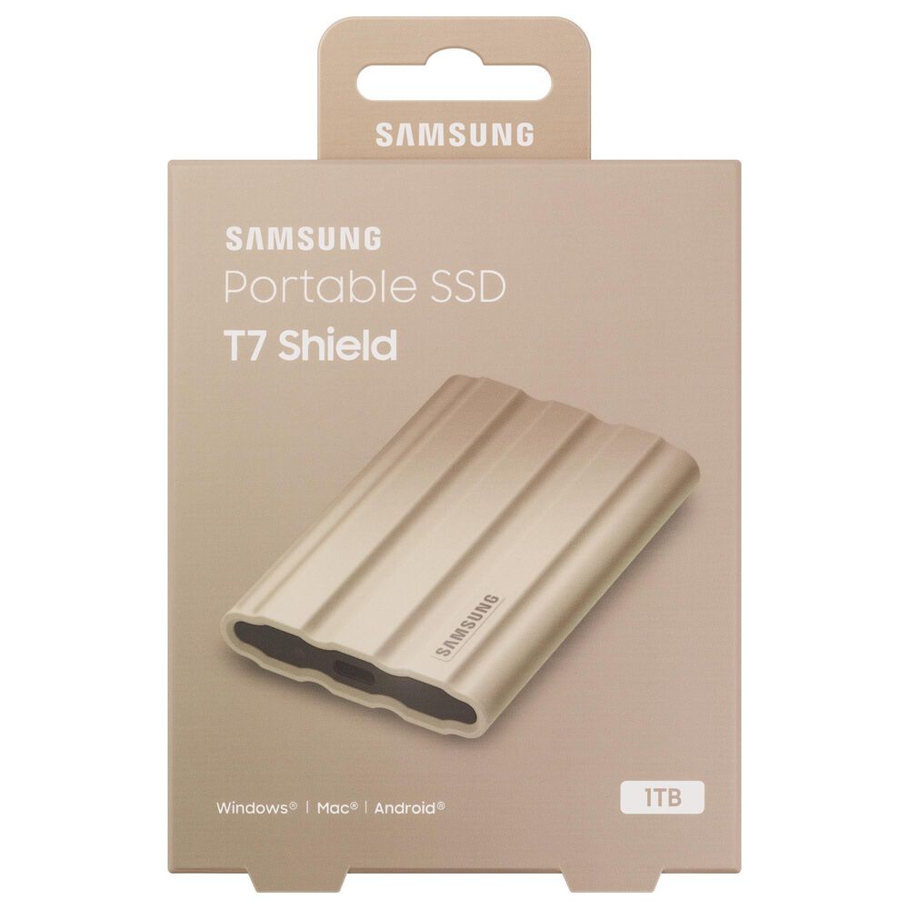 Samsung 1TB T7 Shield Portable External SSD in Beige, , large