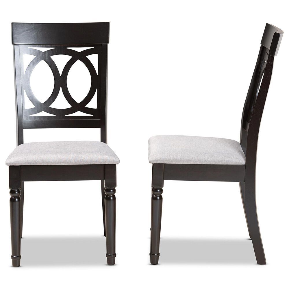 Baxton Studio Lucie Side Chair with Grey Cushion in Espresso Brown (Set of 2), , large