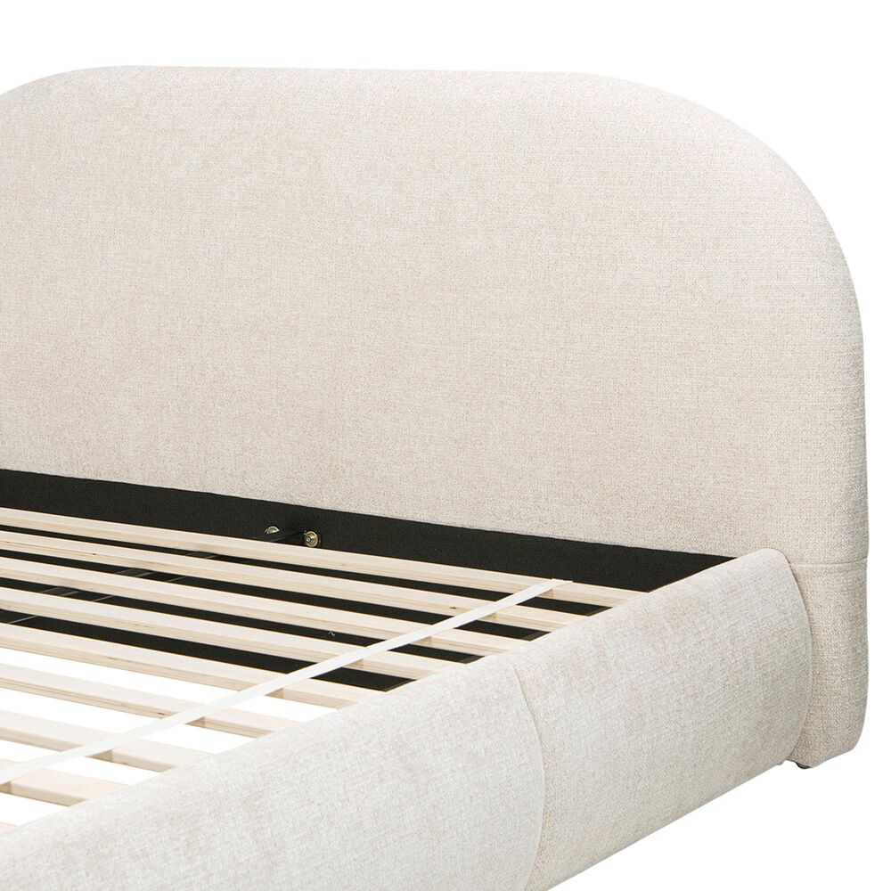 Jennifer Taylor Home Archie Puffy Grounded King Upholstered Platform Bed in Oatmeal Light Beige, , large