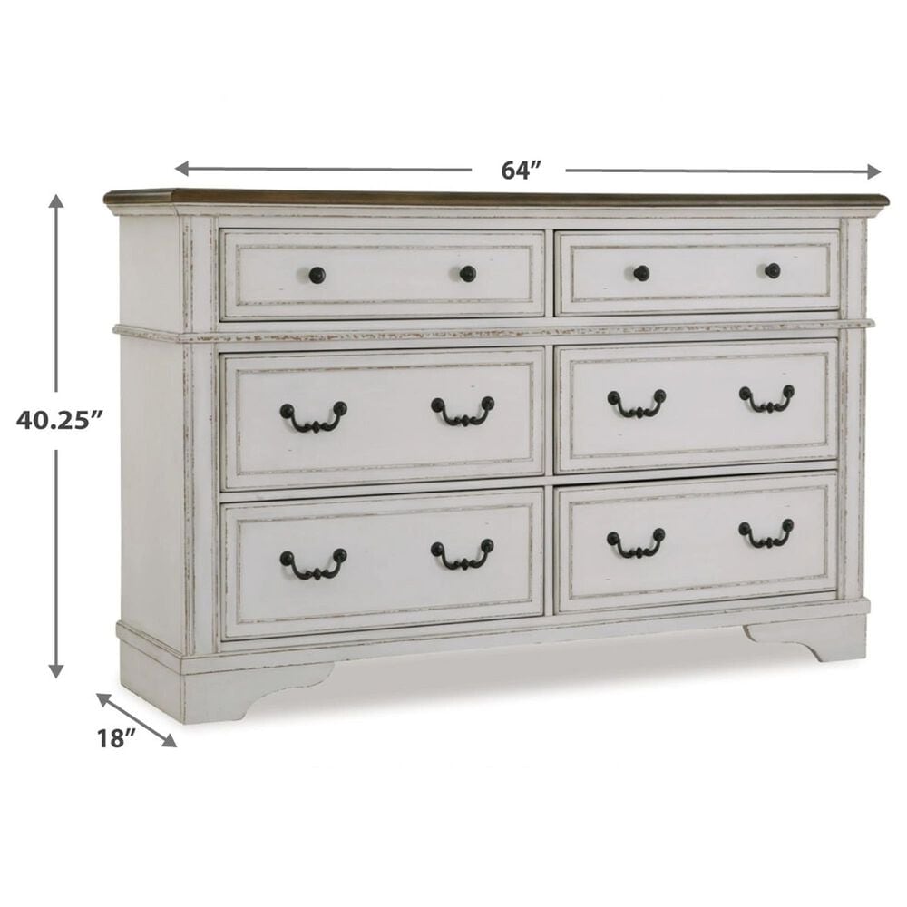 Ashley Blendon 6-Drawer Dresser in Chipped White and Brown, , large