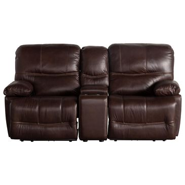 Oxford Furniture Leather Power Console Loveseat in Brown Spectrum, , large