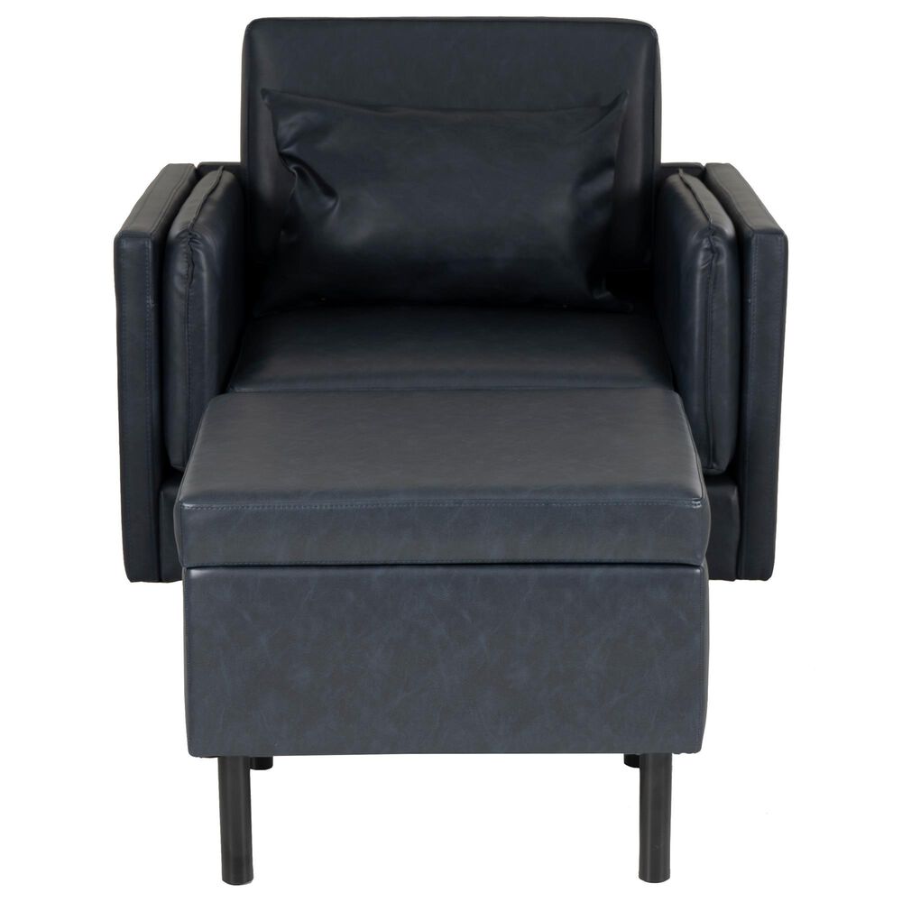 Linon Home Decor Wallis Accent Chair with Ottoman in Navy, , large