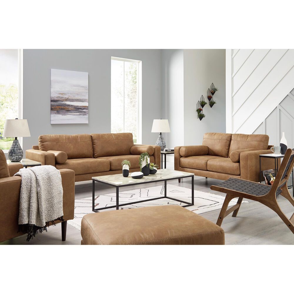 Ashley Telora Stationary Sofa and Loveseat Set in Caramel, , large