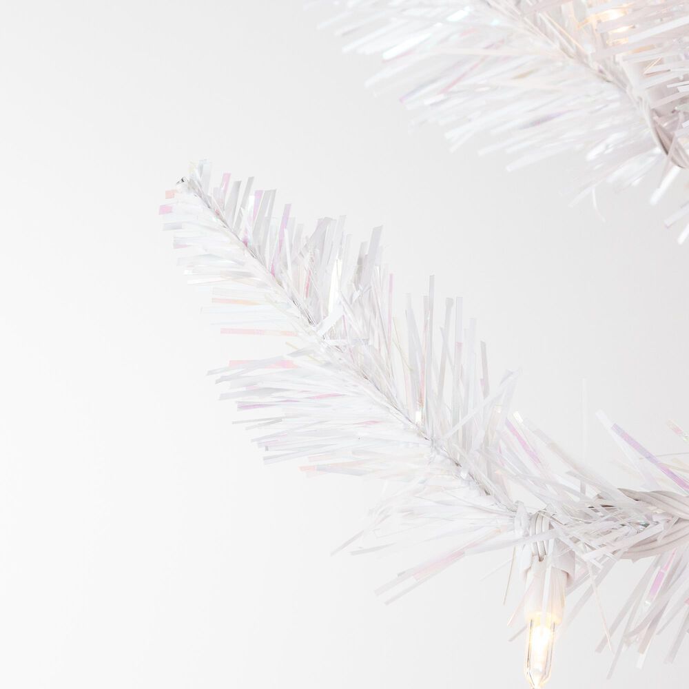 The Gerson Company 7.5&#39; Pre-Lit Tinsel Artificial Christmas Tree in White, , large