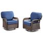 Hearth and Haven Outdoor Swivel Glider Chair with Blue Cushion in Brown (Set of 2), , large