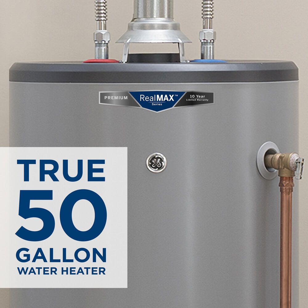 GE Appliances RealMAX Premium 50-Gallon Short Natural Gas Atmospheric Water Heater in Gray, , large