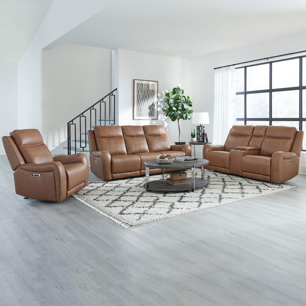 Simeon Collection Haywood Power Glider Recliner with Headrest in Butternut, , large