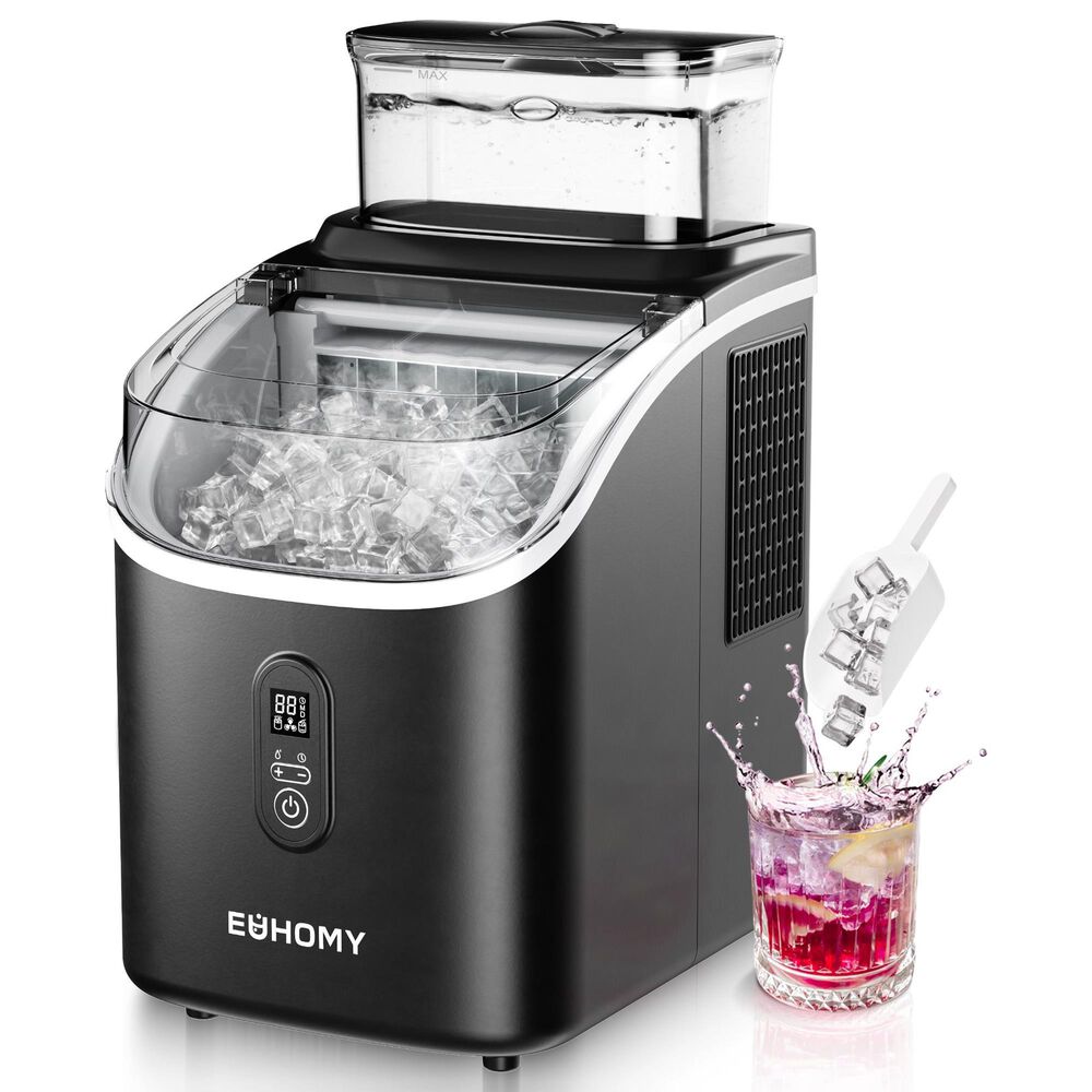 Euhomy 34 Lbs Portable Cube Ice Maker with External Water Tank in Black, , large