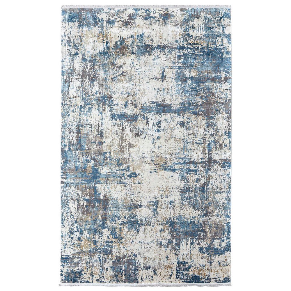 Feizy Cadiz Blue and Ivory 7&#39;9&quot; x 11&#39; Area Rug, , large