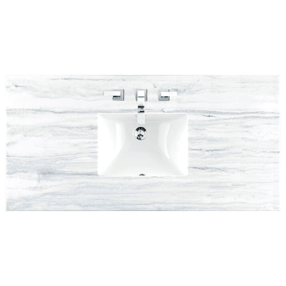 James Martin Vanities Breckenridge 48&quot; Single Bathroom Vanity in Serenity Blue with 3 cm Arctic Fall Solid Surface Top and Rectangular Sink, , large
