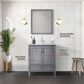 Lexora Home Jacques 30" Single Bathroom Vanity in Distressed Grey with 2 cm White Carrara Marble Top and Rectangular Sink, , large