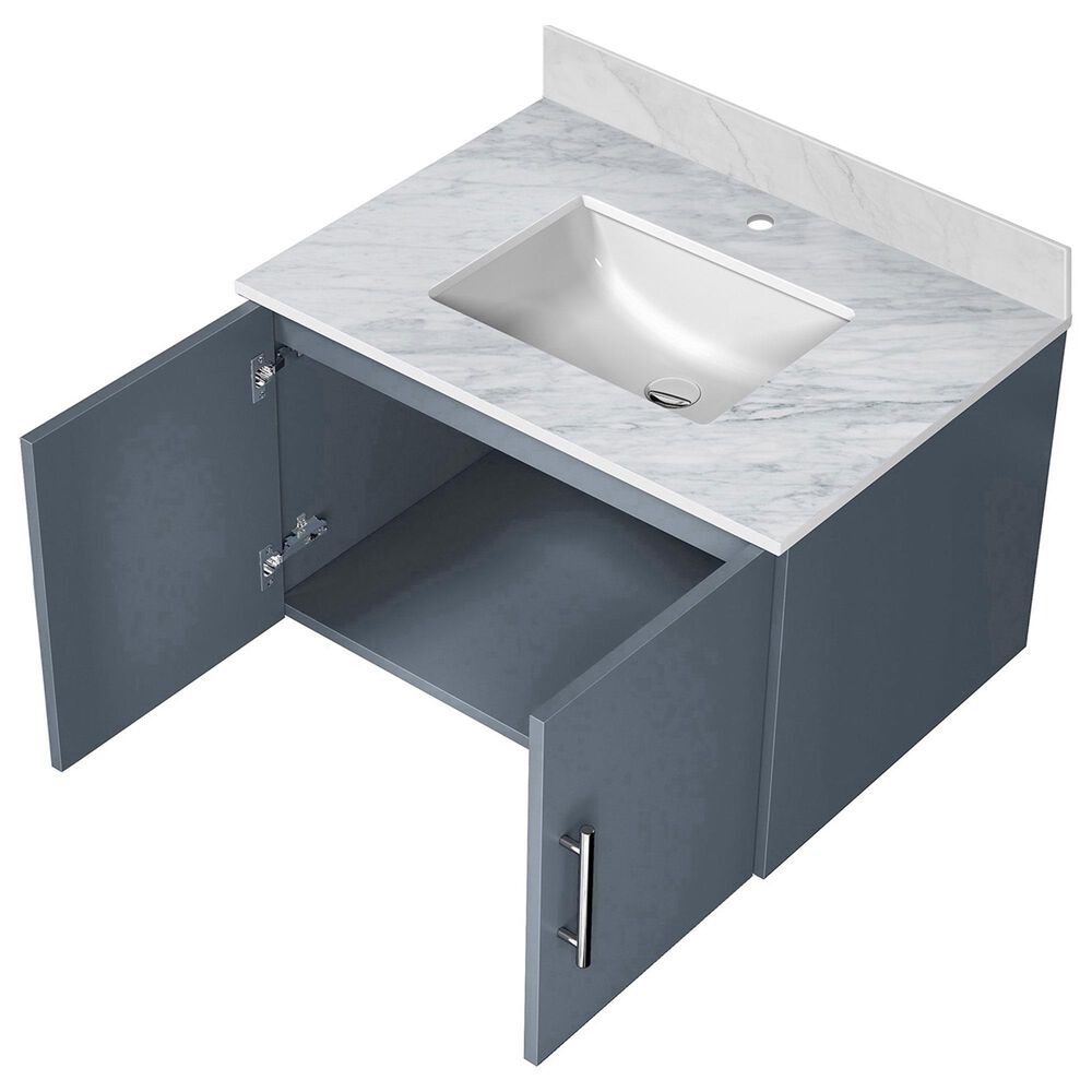 Lexora Home Geneva 30&quot; Single Bathroom Vanity in Dark Grey with 2 cm White Carrara Marble Top and Rectangular Sink, , large