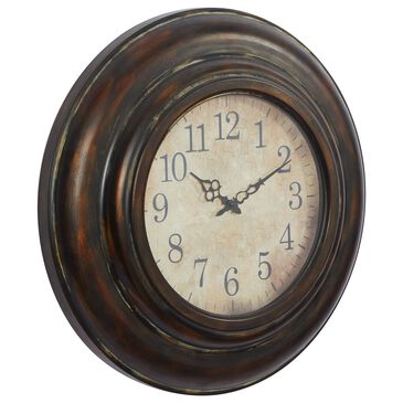 Maple and Jade 24" Industrial Wall Clock in Brown, , large