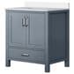 Lexora Home Jacques 30" Single Bathroom Vanity in Dark Grey with 2 cm White Quartz Top and Rectangular Sink, , large