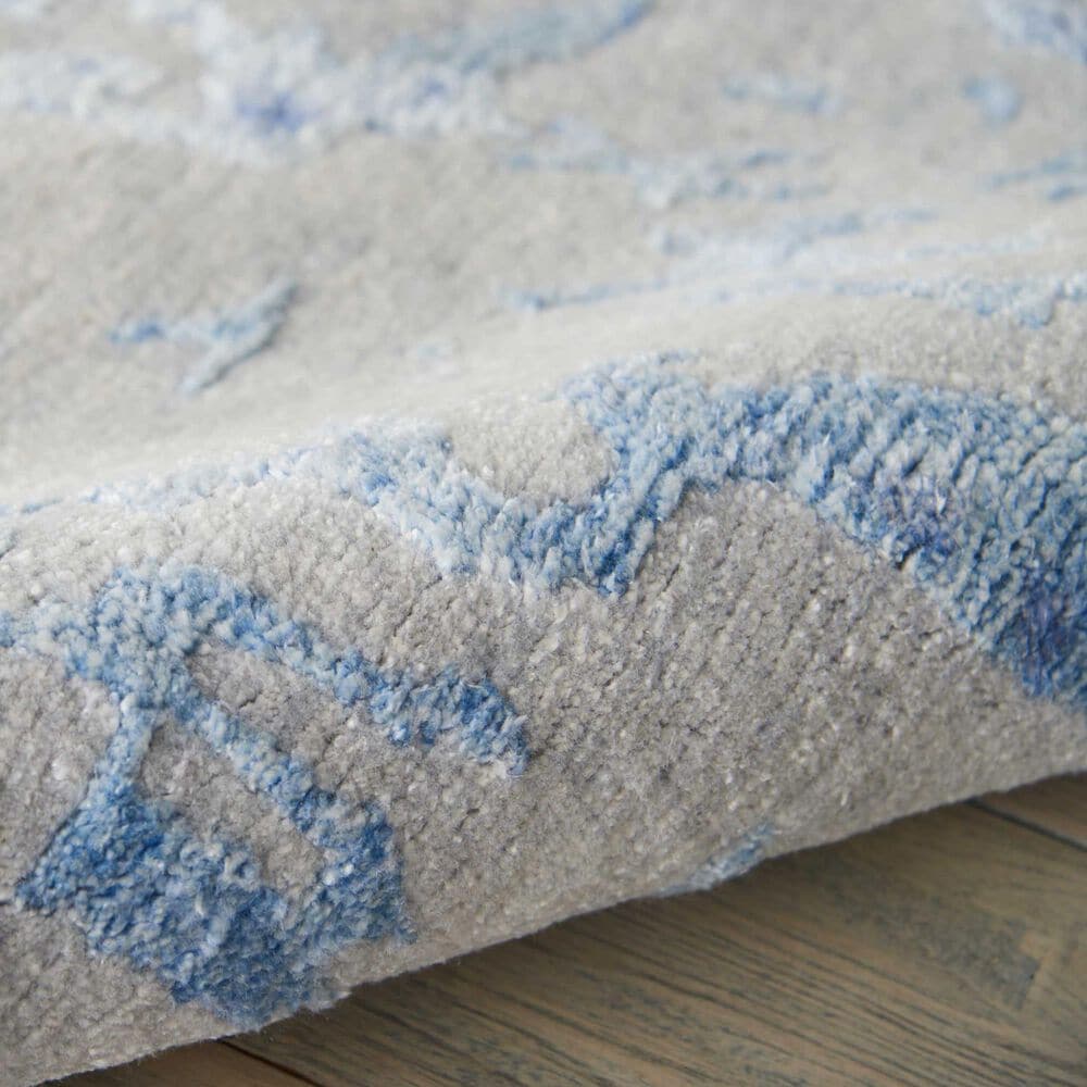 Nourison Silk Shadows 2&#39;3&quot; x 8&#39; Grey and Blue Runner, , large