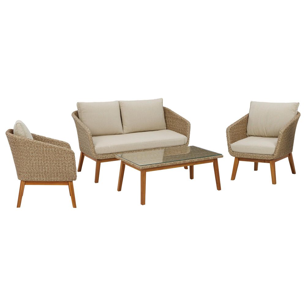 Signature Design by Ashley Crystal Cave 4-Piece Conversation Set with Beige in Acacia, , large