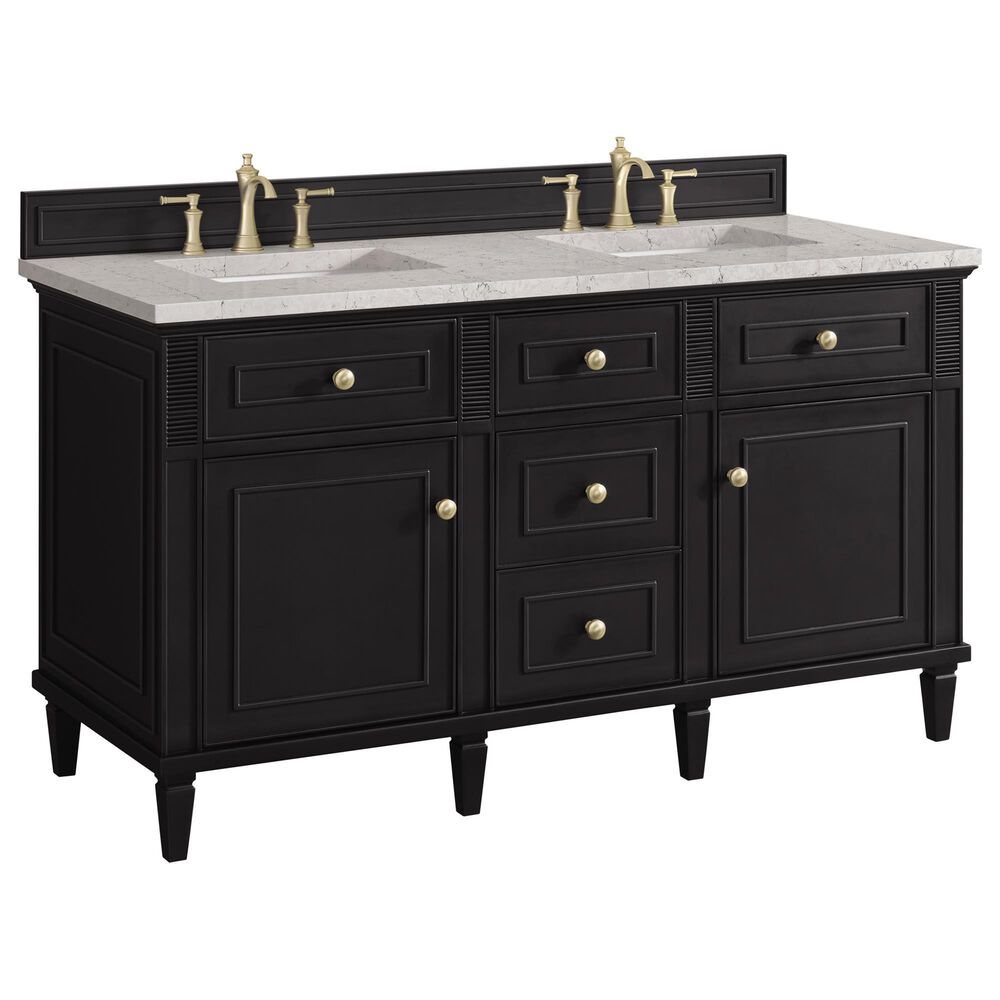 James Martin Vanities Lorelai 60" Double Vanity in Black Onyx with 3 CM Eternal Jasmine Pearl Quartz Top, , large