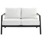 Linon Home Decor Holland Outdoor Loveseat with White Cushions in Black, , large