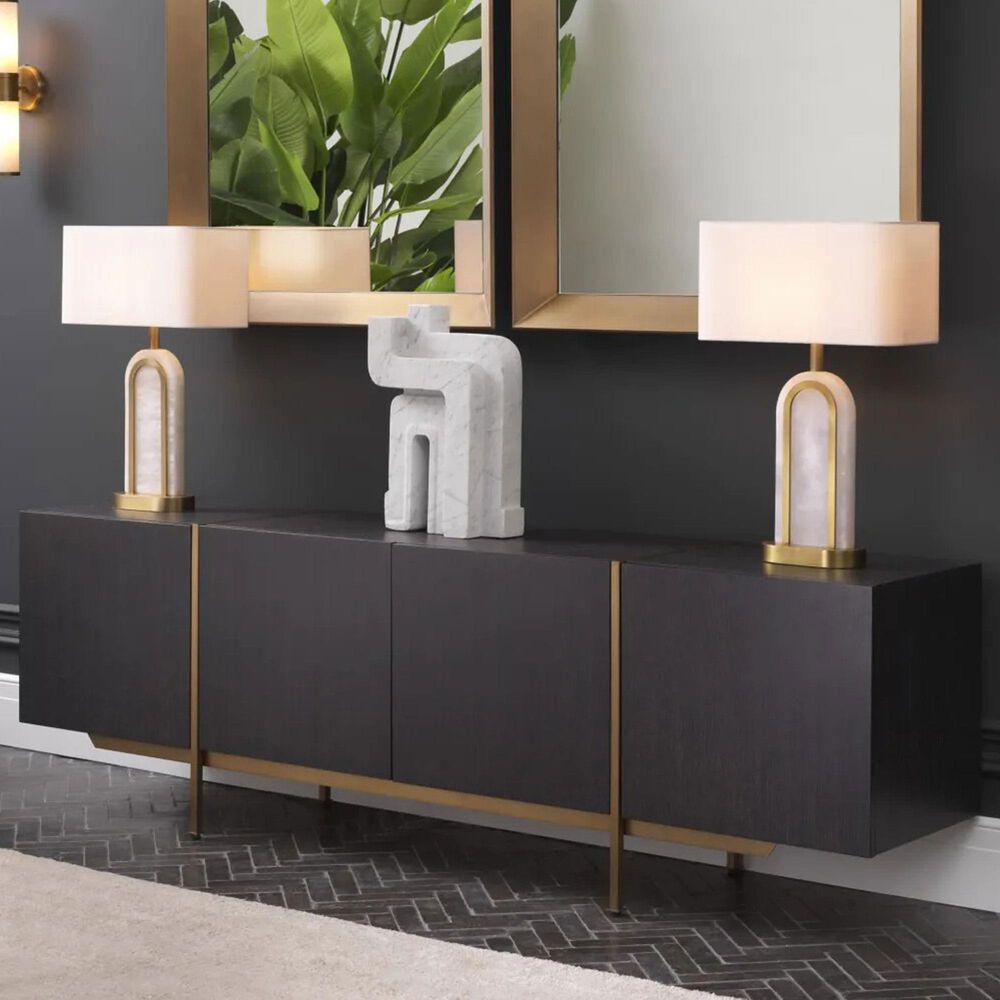 Eichholtz Brazilian Dresser in Charcoal Grey and Brushed Brass, , large