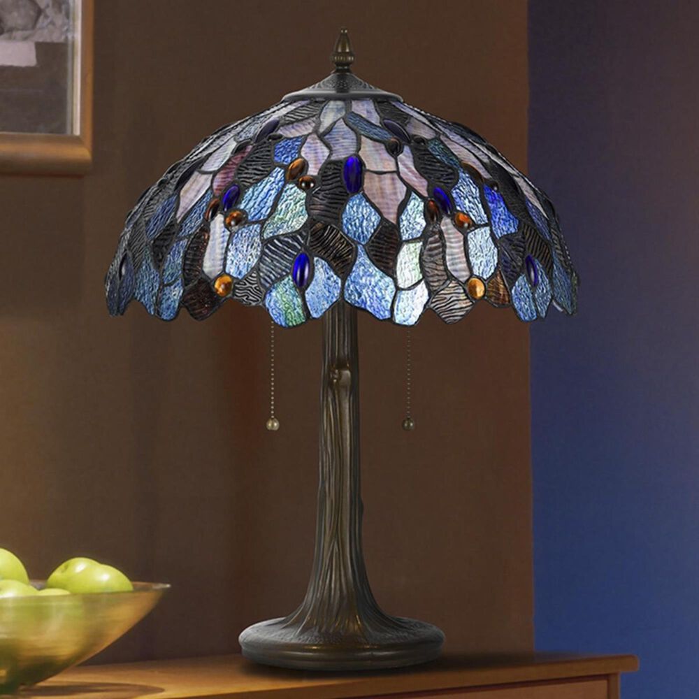 Cal Lighting 22.5" Tiffany Table Lamp in Antique Brass, , large