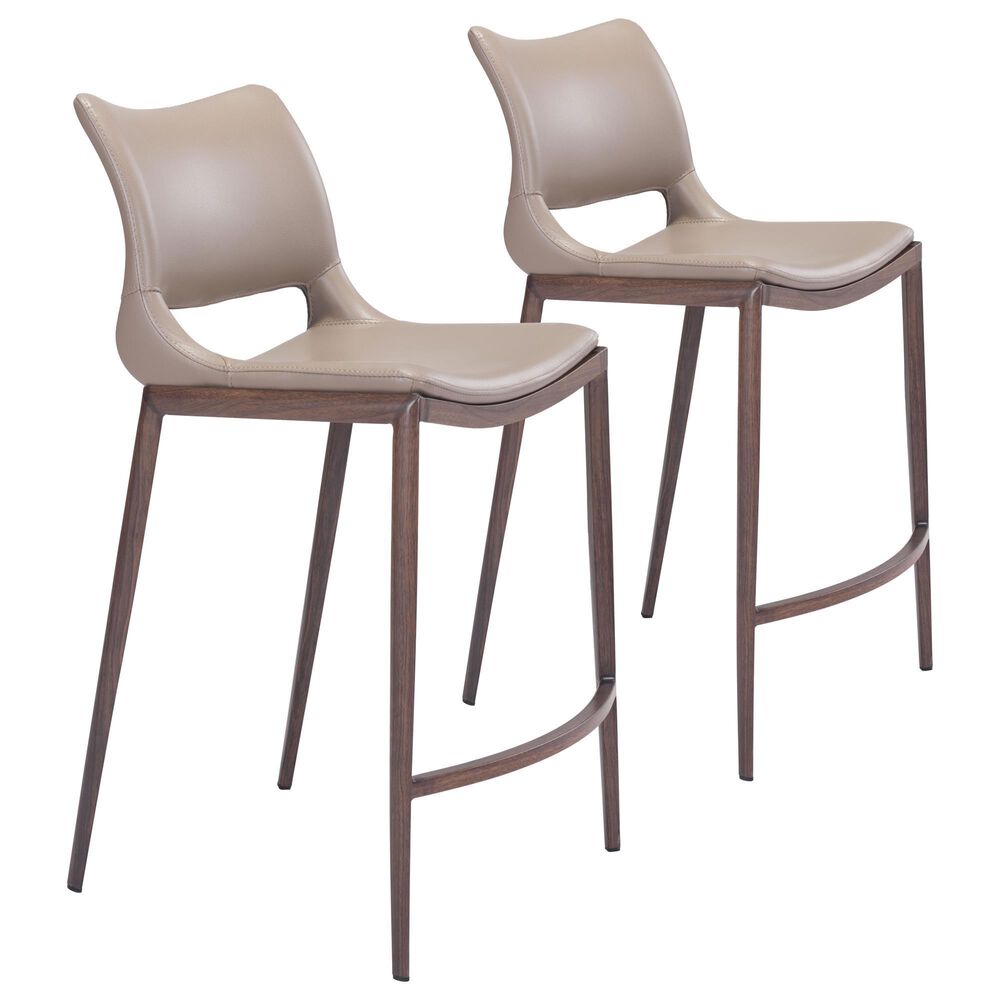 Zuo Modern Ace Counter Chair in Gray/Brown (Set of 2), , large