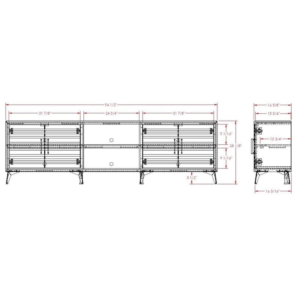 Legends Home Malibu 95" TV Console in White, , large