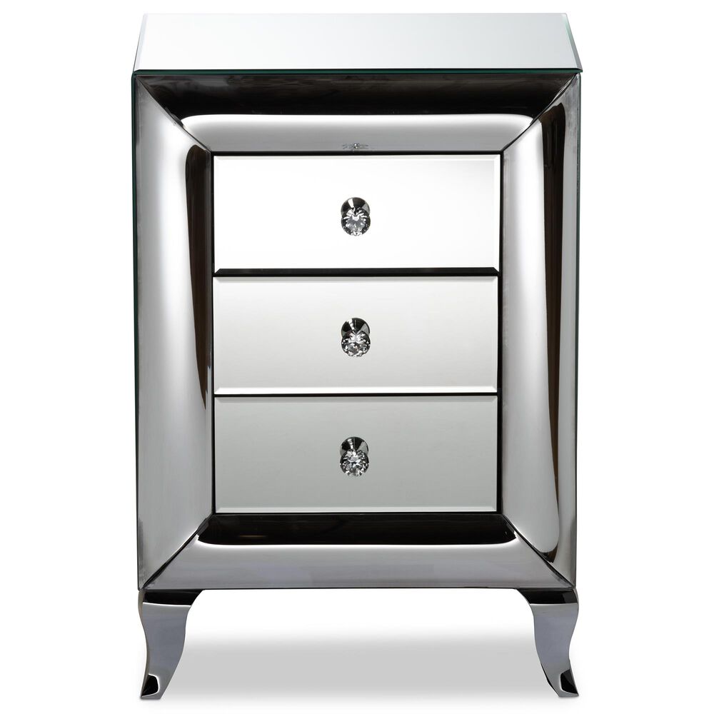 Baxton Studio Pauline 3 Drawer Nightstand in Mirrored, , large