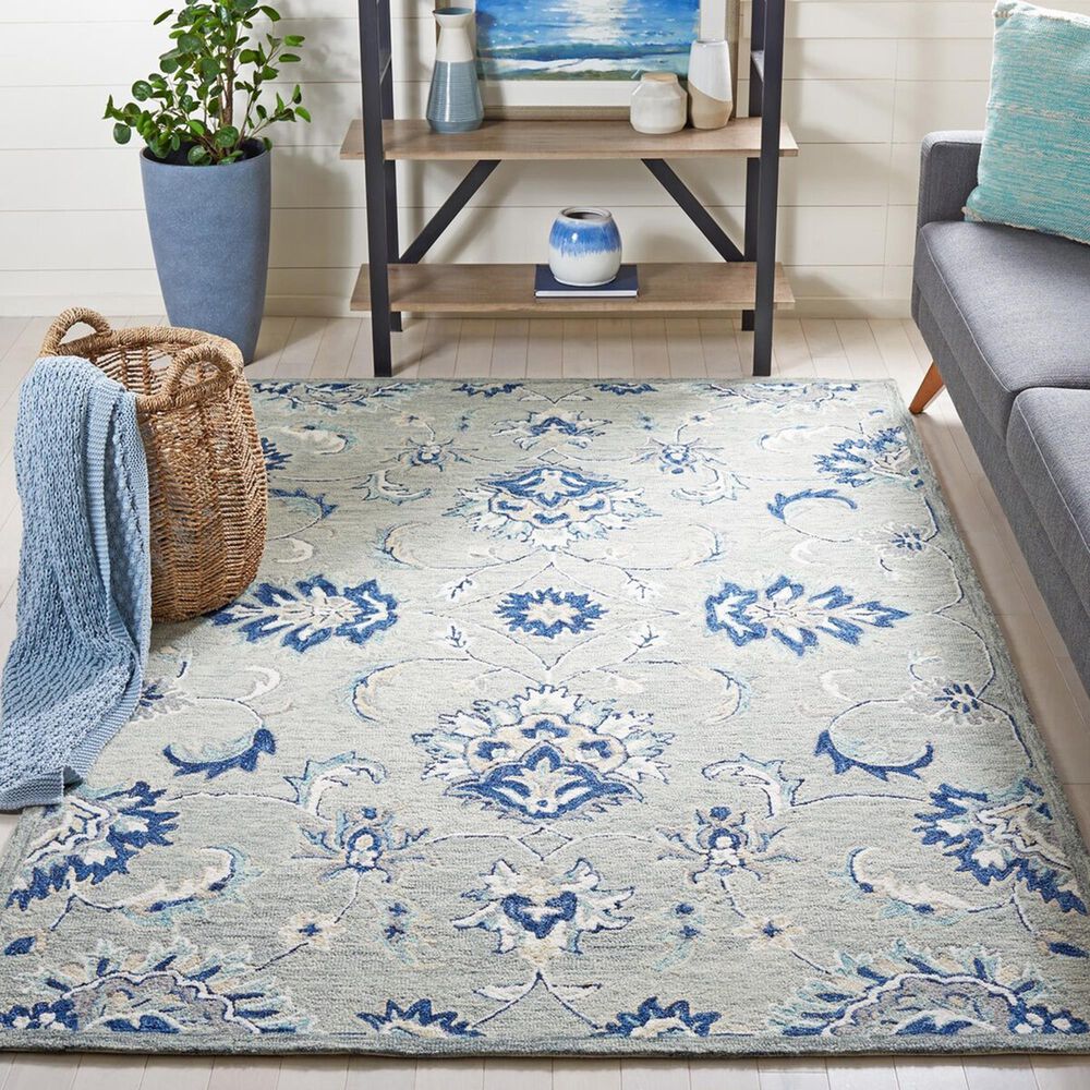 Safavieh Micro-Loop MLP387F 4&#39; x 6&#39; Gray and Blue Area Rug, , large