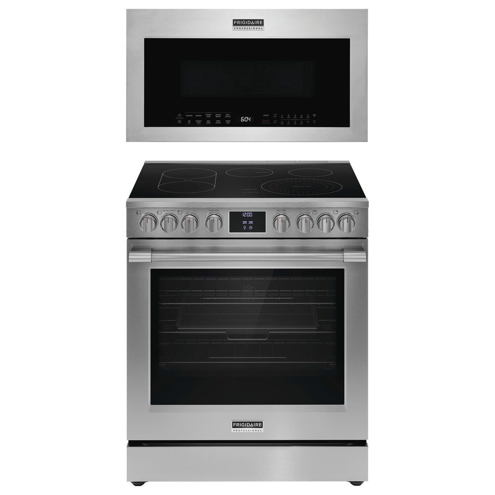 Frigidaire Professional 2-Piece Kitchen Package with 6.2 Cu. Ft. Electric Range and 1.9 Cu. Ft. Over-The-Range Microwave in Stainless Steel, , large