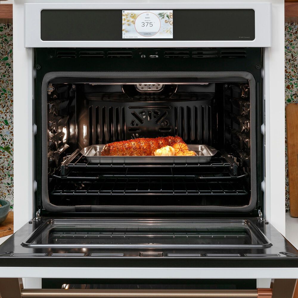 Cafe 2-Piece Kitchen Package with Matte White 30" Smart Built-In Convection Single Wall Oven and Stainless Steel 30" Gas Cooktop, , large