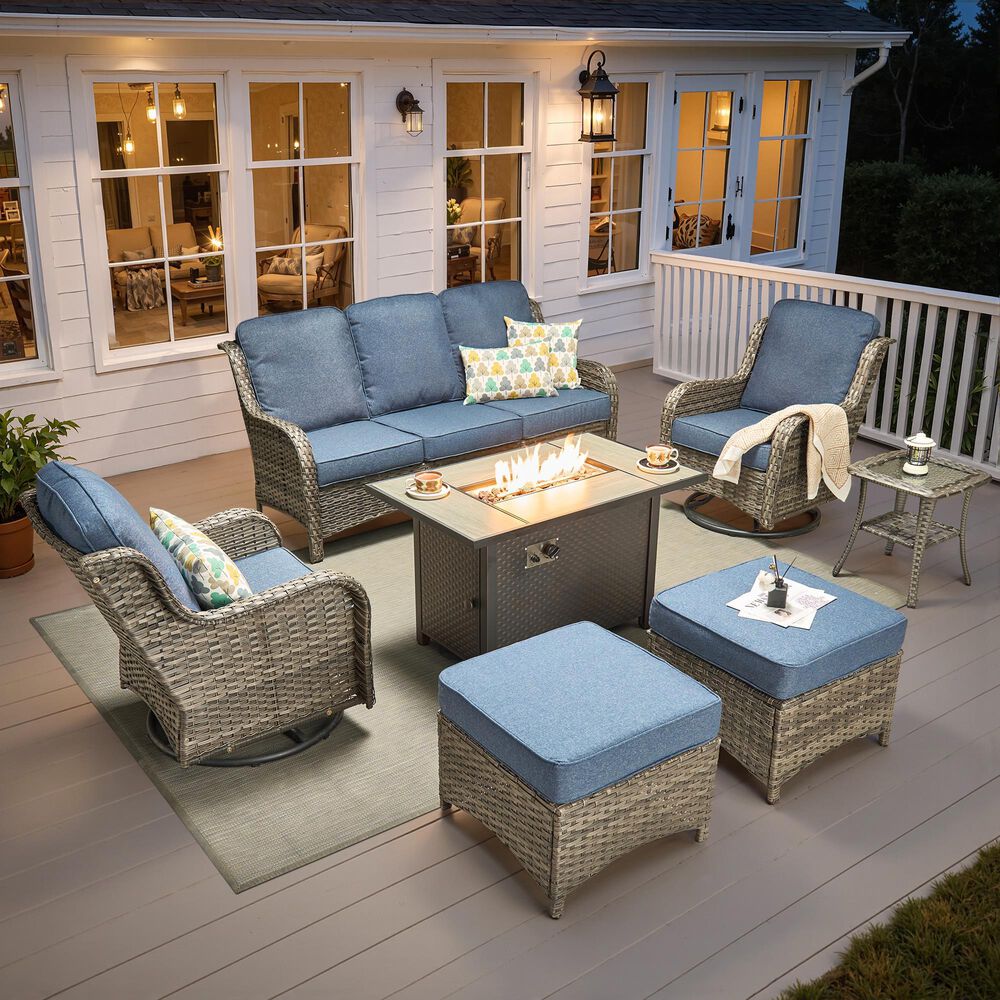 HOMLUX 7-Piece Patio Set in Denim Blue, , large