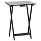 Linon Home Decor Talia Folding TV Tray Table Set with Stand in Black and White (Set of 4), , large