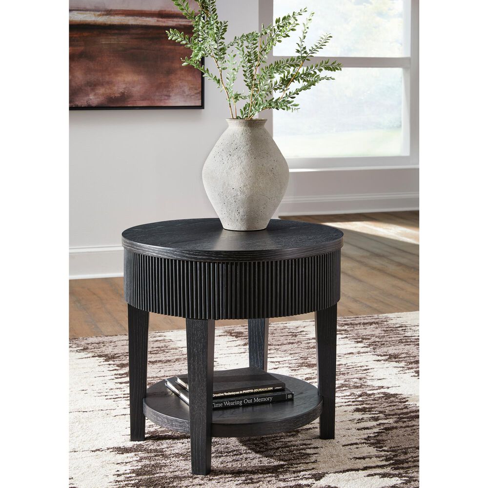 Ashley Marstream Round End Table in Dark Charcoal Black, , large