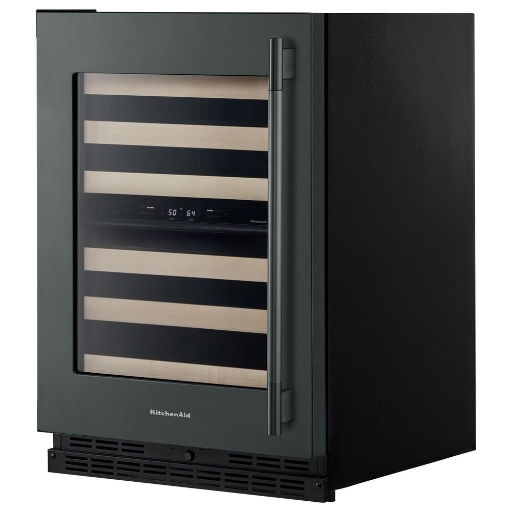 KitchenAid 24&quot; Undercounter Wine Cellar with Full-Extension Wood-Front Racks and Left Hinge in Juniper Green, , large