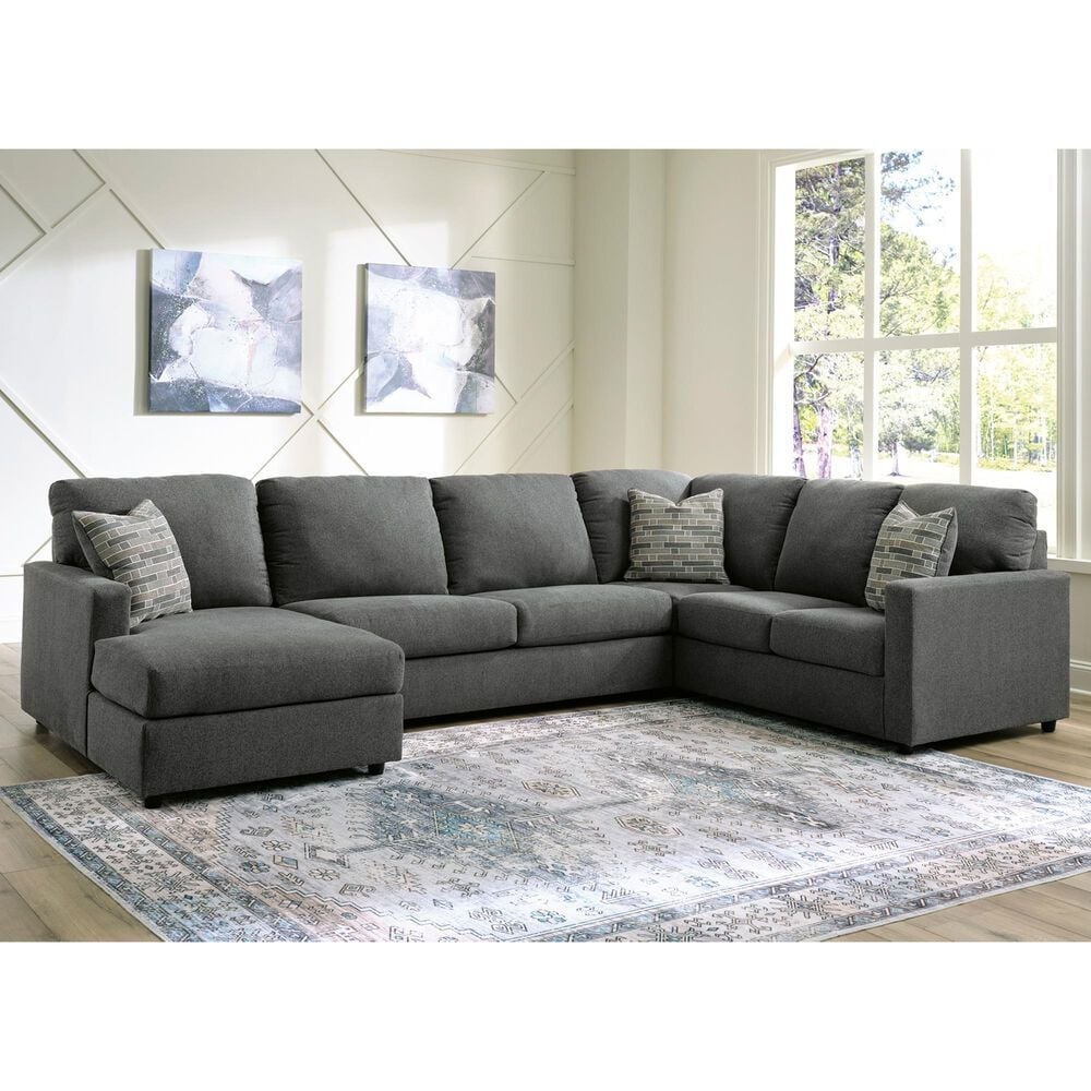 Ashley Edenfield 3-Piece Left Facing Sectional with Chaise in Charcoal, , large