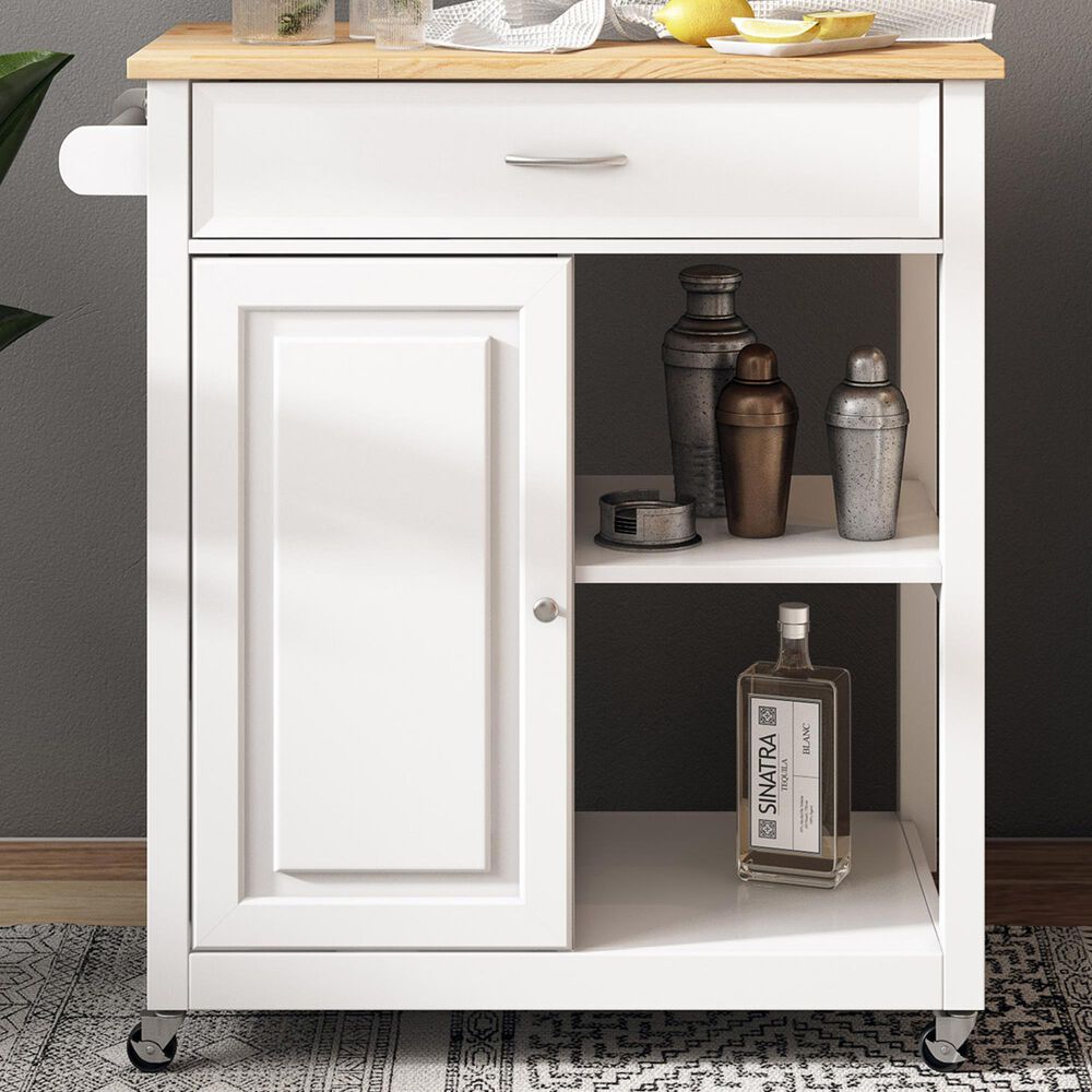 CorLiving Sage 2 Shelves Kitchen Cart in White, , large
